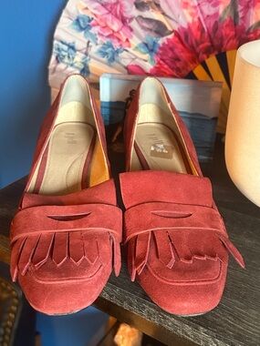 J Jill Women’s Red Suede Fringe Loafers
